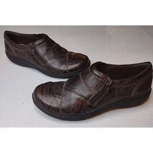 Clarks Women's Cora Brown Leather Comfort Loafers Shoes Size 7